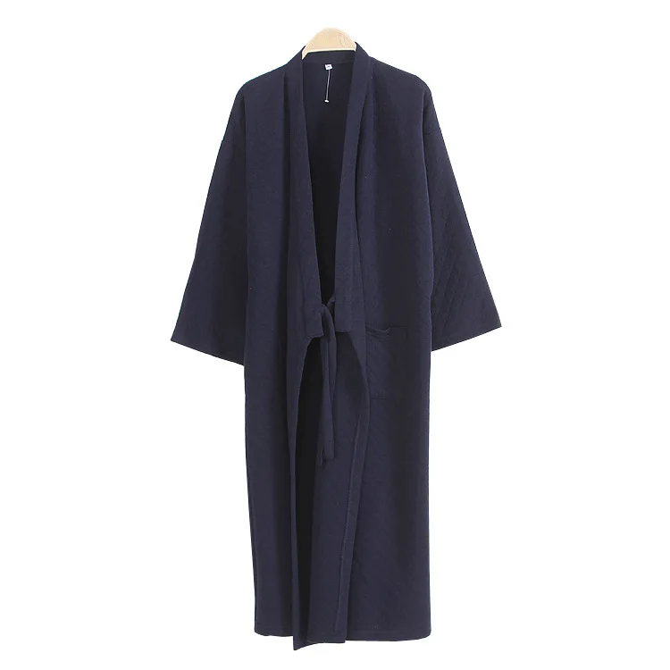 Jeseni, Pozimi Moški Kimono Plašč Obleke Yukata Mehko Bombažno kopalni plašč Sleepwear Priložnostne Trdna More Japonski slog Dolgo Cardigan