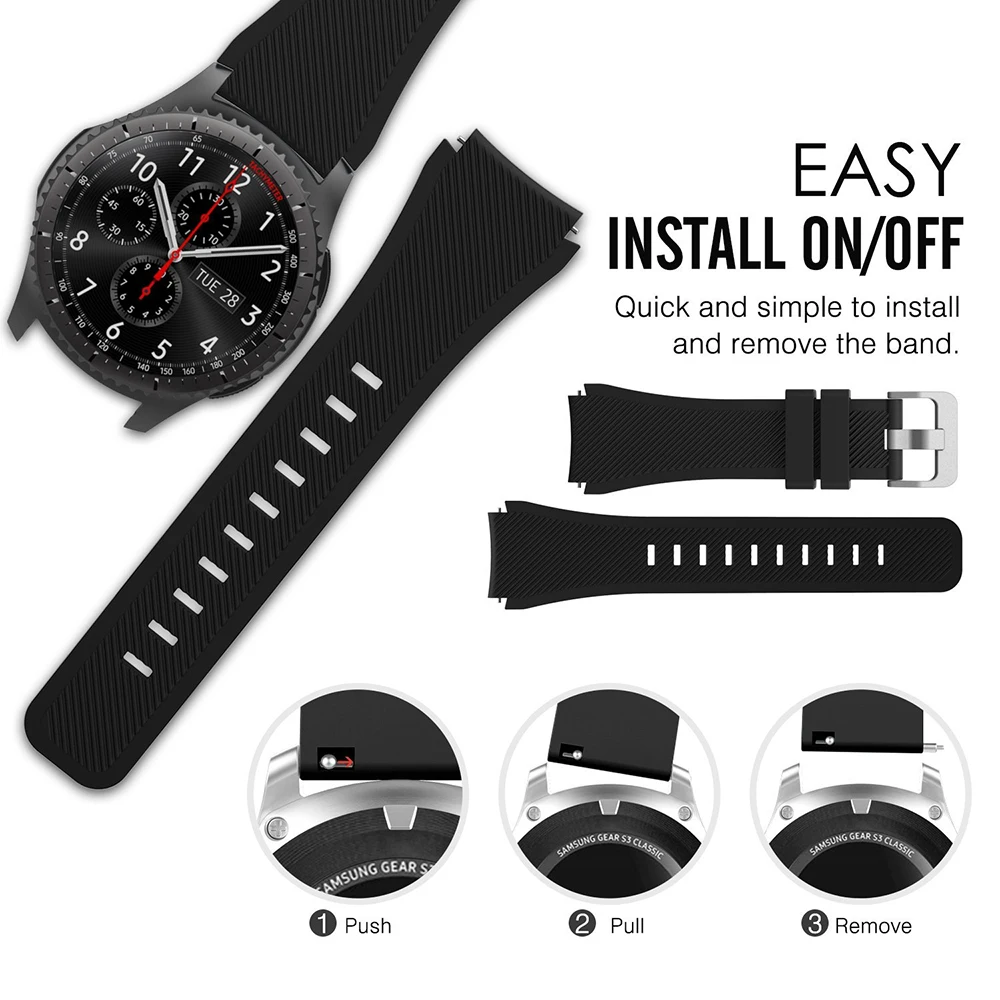 UEBN 22 mm 20 mm Silikonski Šport Nepremočljiva Zamenjava Watch Band Za Garmin Vivoactive 3 Samsung Prestavi S2 S3 trak watchbands