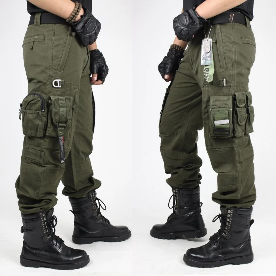 Moda Mens Tovora Hlače Taktično Hlače Moški Casual Moški Vojske Oblačila Delo Obrabe Veliko Žep Boj Proti Vojaški Naravnost Jogger