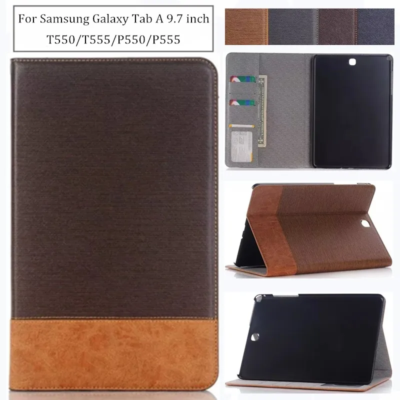 Poslovni Mozaik PU Usnjena torbica za Samsung Galaxy Tab Je 9,7 T555 T550 P555 P550 Tablet Podporo stojalo Pokrov s Kartico Solts