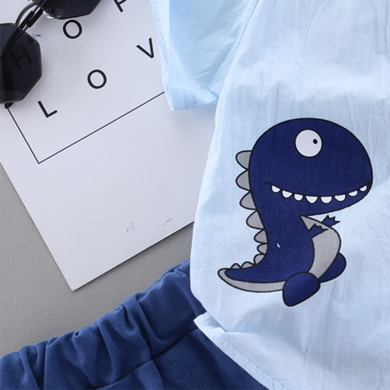 Poletje Baby boy Oblačila Baby Fantje Priložnostne Kratek Rokav Risanka Shark Natisni T-shirt Vrhovi+Hlače Kostum Set