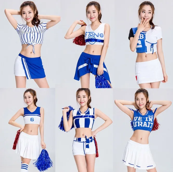 Korejski Šport Navijačica Kostum Modra High School Girl Navijačica Enotno Košarka Igra Ekipa Kažejo, Ženske Obleke
