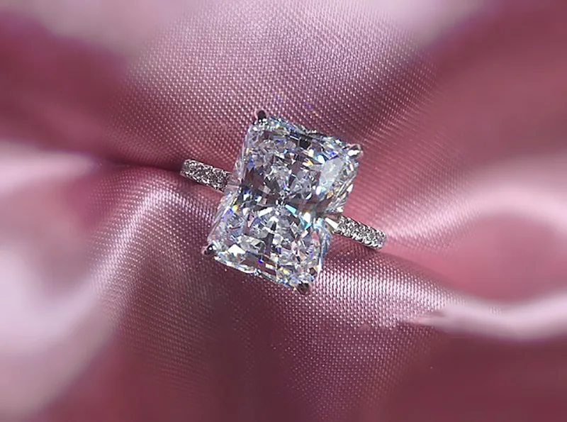 18K Zlato 10ct D barvo VVS1 Moissanite Diamantni Prstan Poročni prstan in pasu