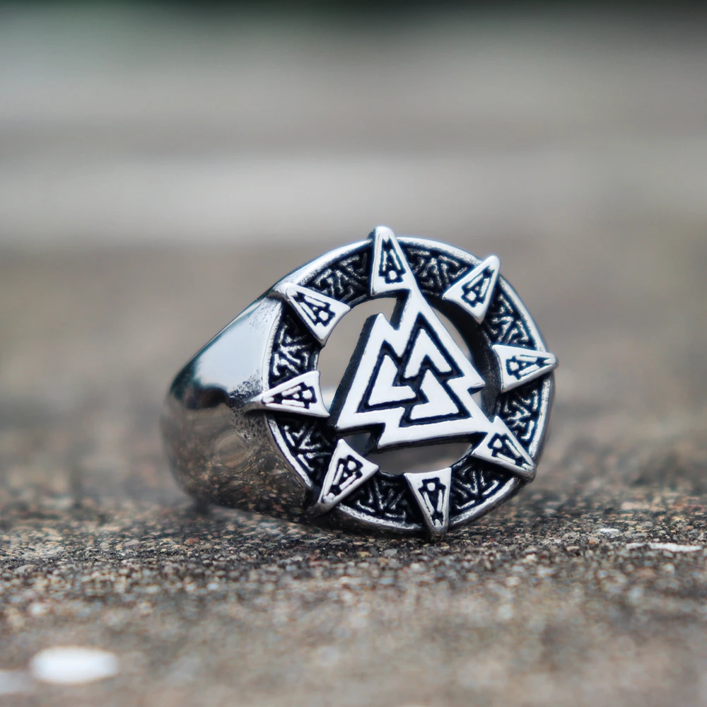 Trikotnik Odin Viking Valknut Rune Nerjavno Jeklo Tesnila Moški Nordijska Amulet Obroči