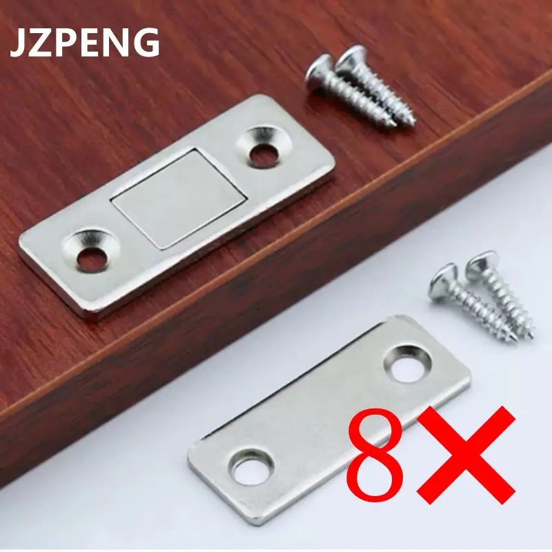 JZPENG 16pcs / 8Set magnetna vrata bližje zaklepanje vrat zapah vrat magnet pohištvo omara vijak ultra tanek