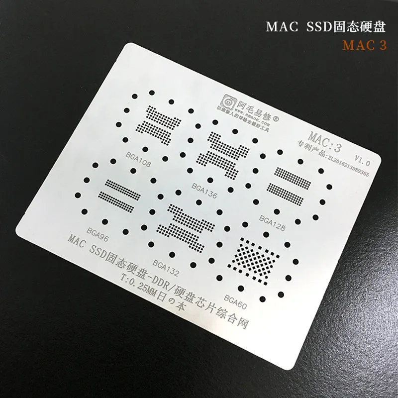 Za MACBOOK, MAC Pro A2159 A1706 A1707 A1534 Moč Polnjenje prek kabla USB IC PROCESOR/RAM SSD DDR WIFI A1989 A1932 BGA Reballing Matrica MAC1-8