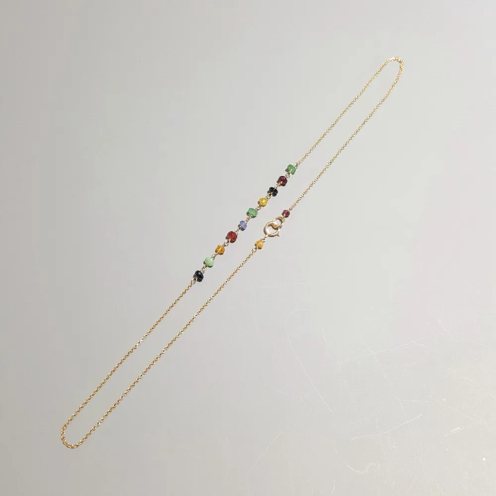 Lii Ji Smaragdno Ruby Safir Naravni Gemstone Ročno Elegantno Verige Ogrlica S925 Zaponko 40 cm/45 cm Občutljivo Nakit za Darilo
