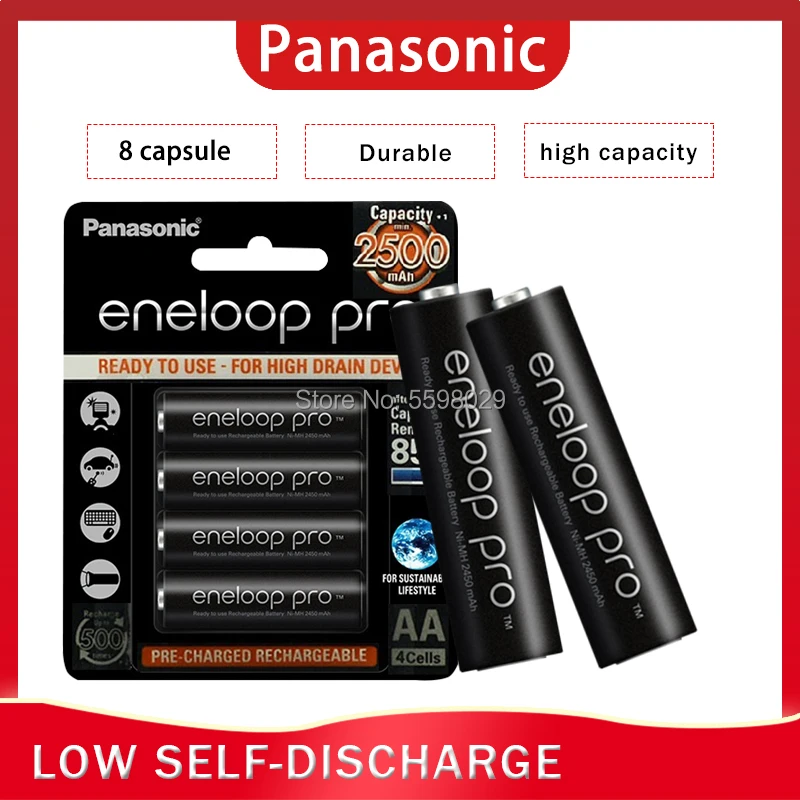 8pcs AA 2500mAh 1,2 V NI-MH Panasonic Eneloop Originalne Baterije Fotoaparata Svetilka Igrača Vnaprej Napolnjene Baterije za ponovno Polnjenje
