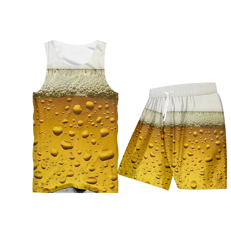 UJWI Ženske/moški rumena Jogger Hlače Majica bar pivo pene Trenirko Sweatpants Hoody Ustvarjalne Streewear Dve Delni Set