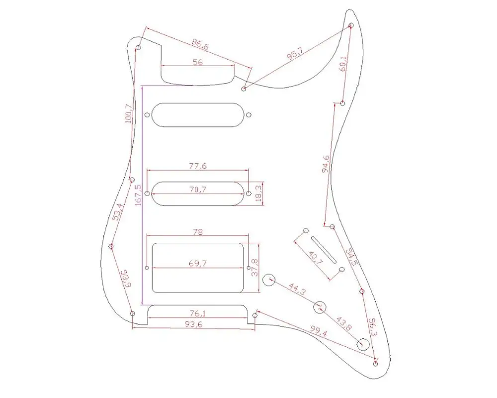 Musiclily HSS 11 Luknjo Kitara Strat Pickguard za Fender ZDA/Mehiški Dosežen Standard Stratocaster Sodoben Slog, 4Ply Blue Pearl