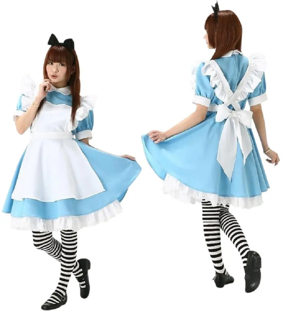 Halloween Alice V Čudežni Deželi Karneval Stranko Žensk Cosplay Kostum Modra Lolita Obleko Anime Sissy Devica Enotno Fancy Pokrivala