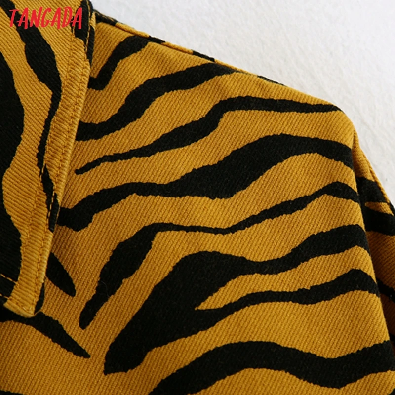 Tangada Ženske leopard tiskanja jakno plašč znižuj ovratnik Dolg Rokav Dame, svoboden oversize fanta Plašč BE135