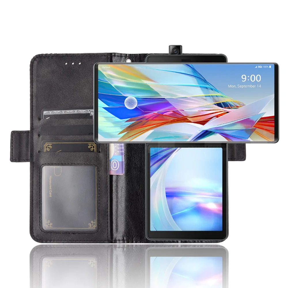 Za LG Krilo 5G 2020 Primeru Denarnice Flip Slog Usnje Magnet Telefon Vrečko Kritje Za LG Krilo LGWing 5G 2020 S Foto Okvir za 6,8 palčni
