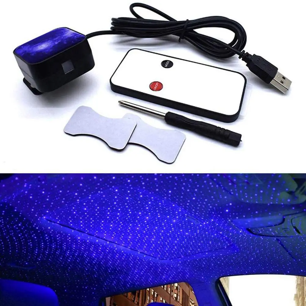 Avto Auto Streho, USB Notranjosti LED Dekorativna Ambiented Projektor Zvezdnato Star Svetlobo Visoke svetlosti LED avto ambianced svetlobe