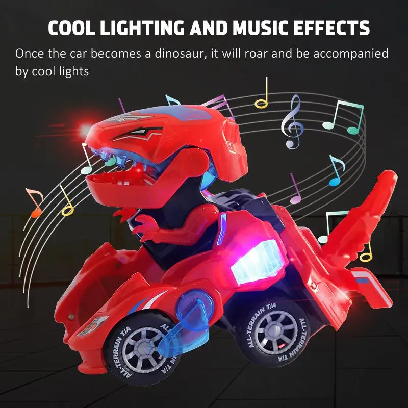 3D Transformacije Dinozaver Igrača LED Osvetlitev, Glasba Učinek Avto Dejanje Igrača Sijaj, Svetloba, Zvok Najboljše Ustvarjalno Darilo Za Otroke