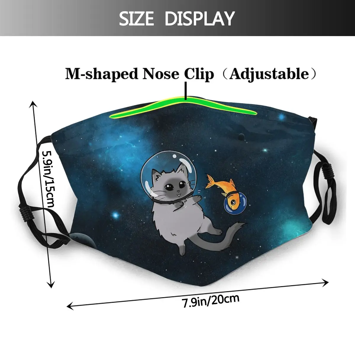 Spacecat Spacefish Mačka, ki Niso za Enkratno uporabo Usta Masko s filtrom Proti Meglica Hladno Dokaz Pozimi zaščitni Pokrov Žarilna za Odrasle