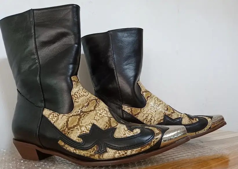 Črno Zlato Luksuzni Visoke Kakovosti Usnja Chelsea Škornji Moški Boot Zapatos De Hombre Modni Čevlji Moški D346