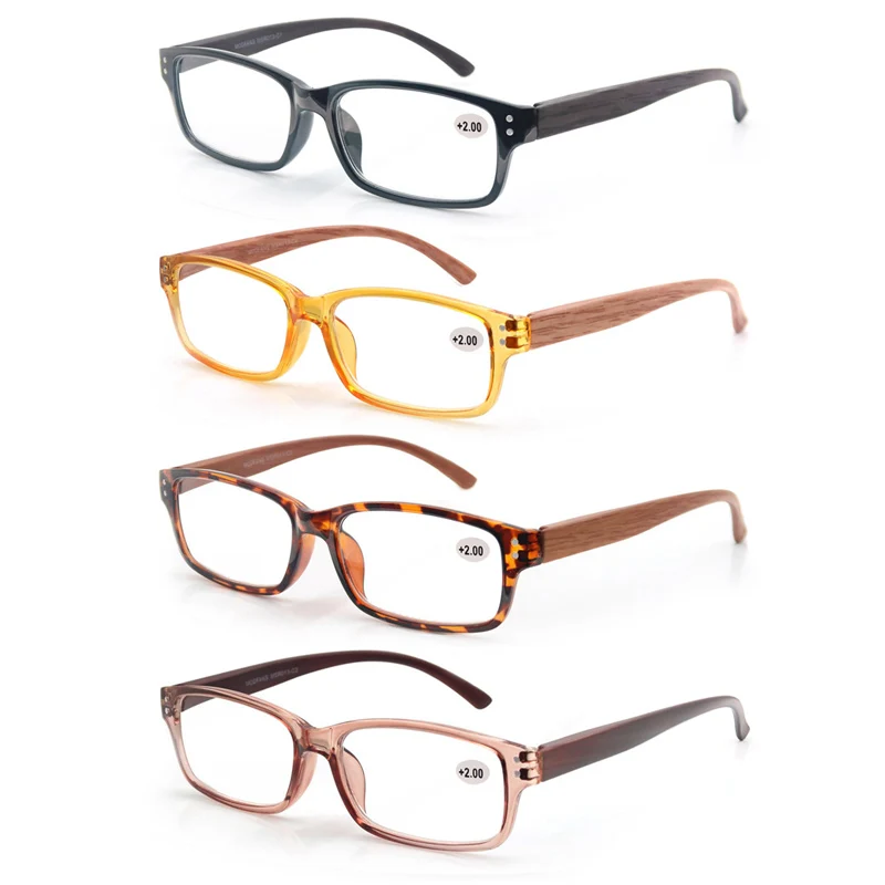 Moških Branje Očala Ženske Videz Lesa Okvir Presbyopic Prozornega Stekla Kvadratne, Pravokotne Očala 2020 Dioptrije Z Torbica
