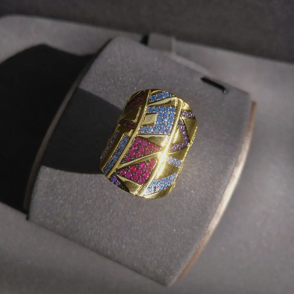Cheny s925 sterling srebrni prstan nove pisane plemenski krog velik obroč žensko zlato rumeno moda geometrijske bohemian nakit