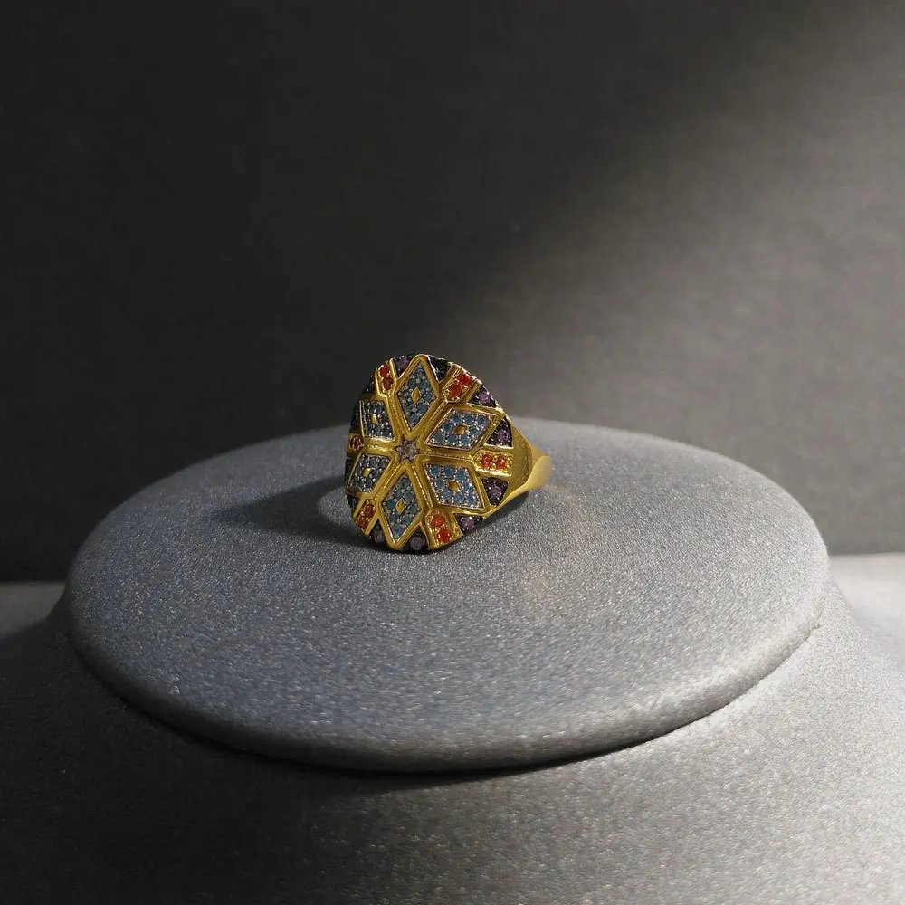 Cheny s925 sterling srebrni prstan nove pisane plemenski krog velik obroč žensko zlato rumeno moda geometrijske bohemian nakit