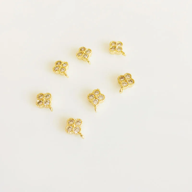 Trgovina 4 kos/veliko zlato barvo cz kamen detelja cvet čare zlati nakit, izdelava DIY za ženske