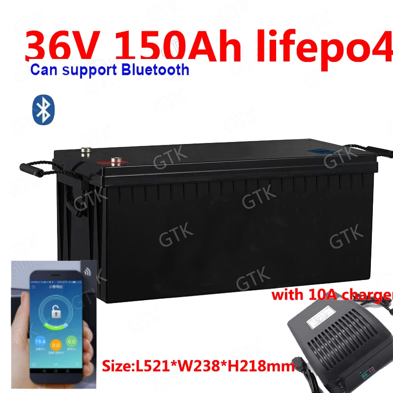 GTK 36V 150AH lifepo4 baterija litij-Bluetooth BMS APP za 3000w 2000W tricikel UPS vozila skuter, čoln kampiranje + 10A Polnilnik