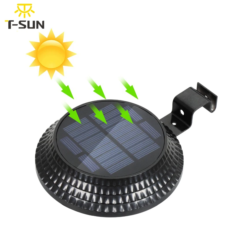 T-SUNRISE Sončno Svetlobo na Prostem Sončne Žleb Ograjo Lučka 12 Led Nepremočljiva Solarni Senzor Stenske Luči Za Vrt, Dvorišče Črni Krog