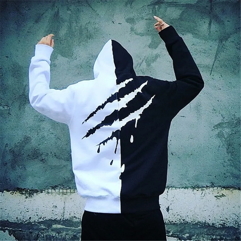 Moški Praske Hoodies Pozimi Harajuku Prevelik Mozaik Tiskanja Moška Majica Fashion Hip Hop Hooded Mans Puloverju Ulične
