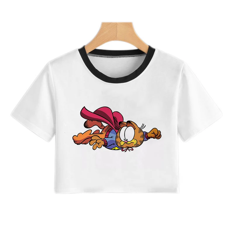 Vrhovi 2021 Kawaii T-majice Ženske majice Kratek T-shirt Harajuku Goth Y2k Vrh Kawaii Garfield Tiskanje Vrh Ženskega Ropa Aeshtetic