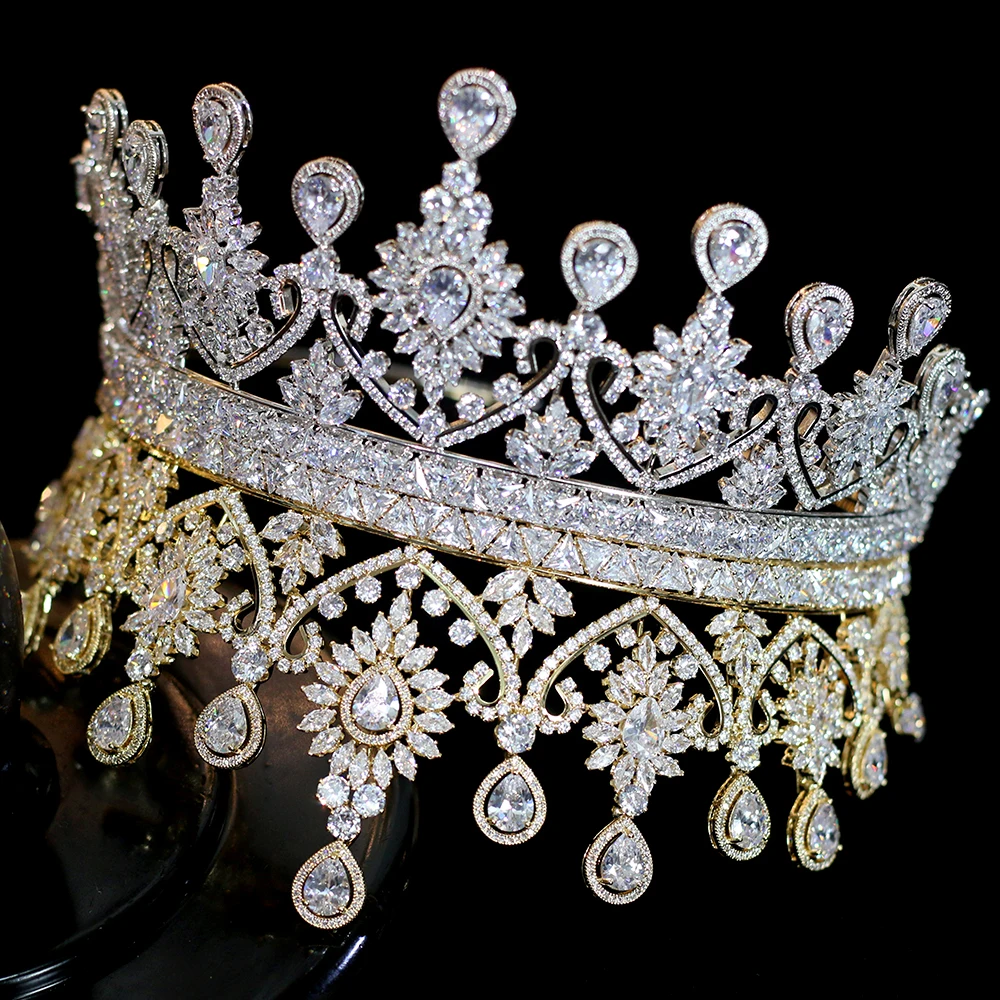 Nove luksuzne big obliko ženske Poročne Poroko Tiaras Coroa De Noiva iskre Tiaras in kronsko glavo dodatki za lase