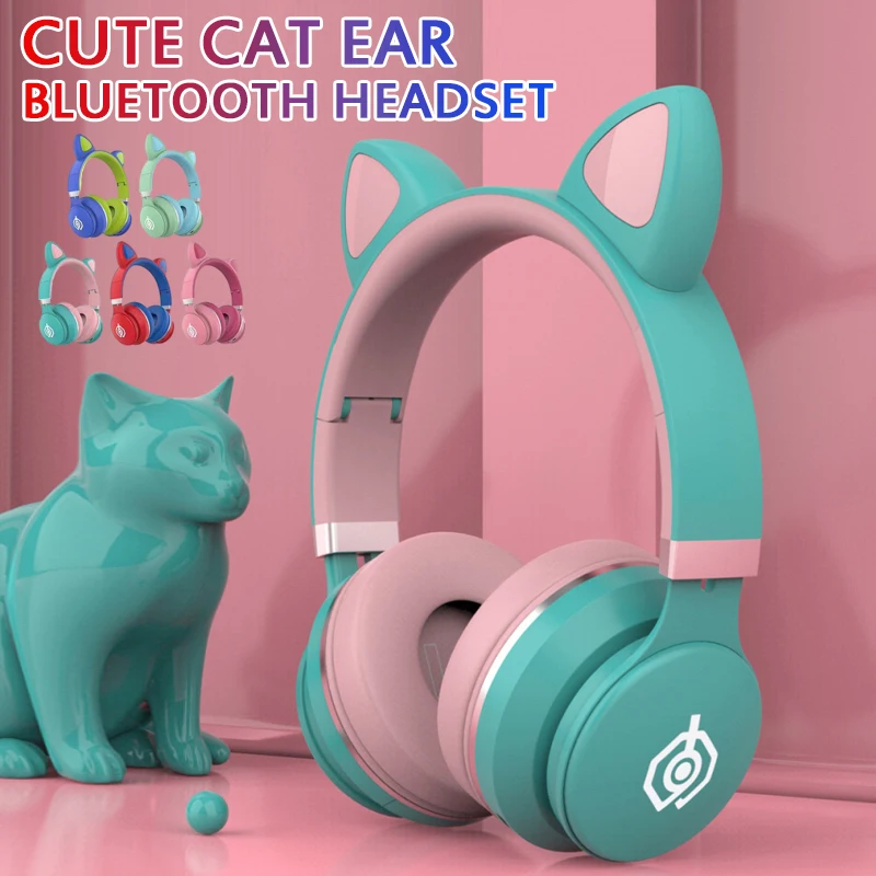 Mačje Uho Bluetooth 5.0 Slušalke LED šumov, Dekleta, Otroci Slušalke Podpira TF Kartice Jack Brezžične Slušalke наушники