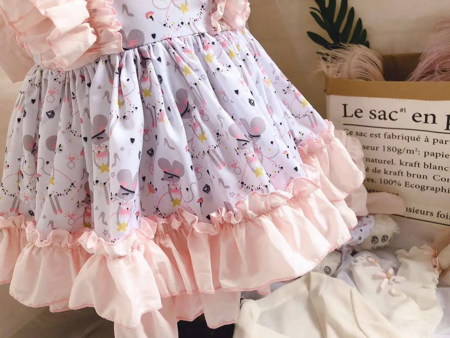 2019 Poletje prišlekov španski Meri Risanka Miško Kakovosti Obleko 3pcs Baby Dekleta Rojstni dan Obleko Otroci Obleke za Dekleta