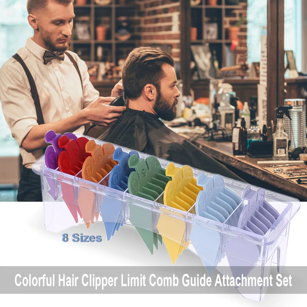8 Velikosti Lase Clipper Omejitev Glavnik Lase Vodnik Prilogo Glavniki Set za Električno Lase Clipper Brivnik Salon Haircutting Styling Orodja