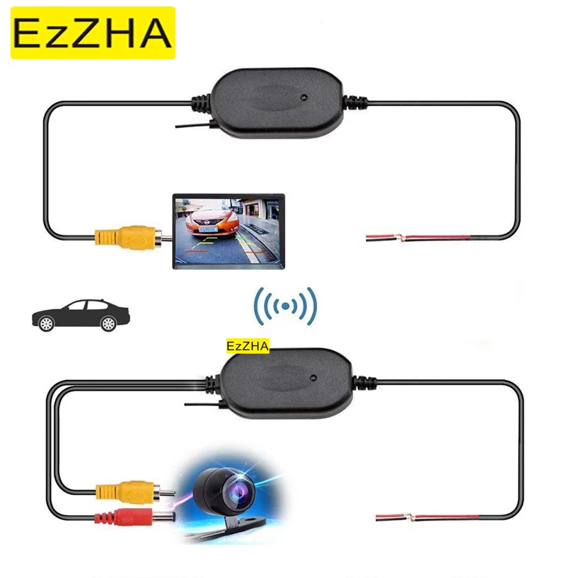 EzZHA Avto Pogled od Zadaj Kamero Wifi Brezžični Komplet Napeljava 2,4 GHz DC 12V 24V Vozila, Kamere, RCA Video Brezžični Oddajnik/Sprejemnik