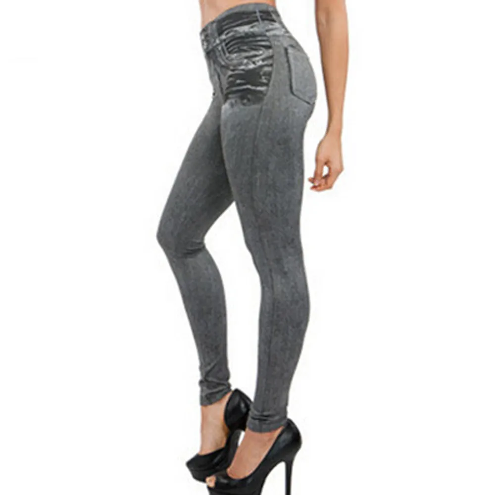 Dropship Dokolenice Jeans za Ženske Zimske Traper Hlače Plus Žamet S Toplo Žep Slim Jeggings Fitnes Plus Velikost Hlače Leggins