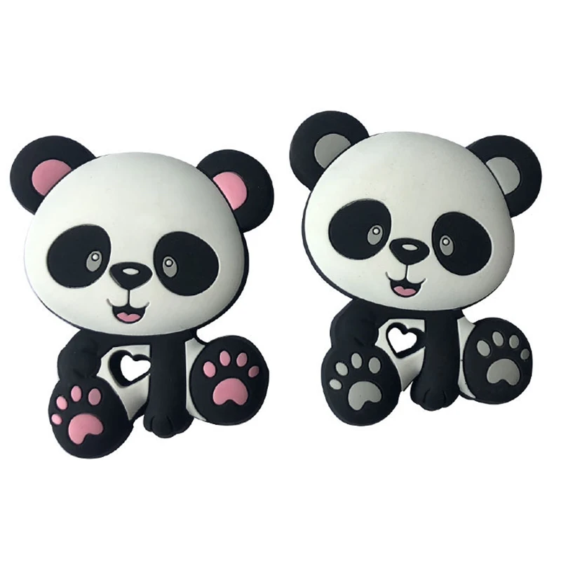 10pcs/Veliko Baby Teether Glodalcev Silikonski Panda Kroglice DIY Cucla Verige Obesek Ogrlice Ugriz Žvečiti Začetnih Igrače