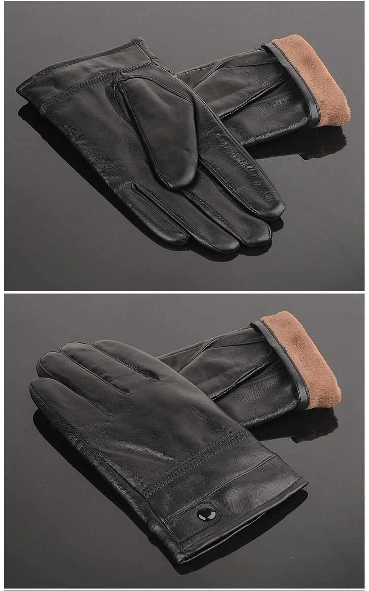 NOVI Usnjeni zimski guantes toplo ovčje kože Rokavice za moške Usnjene rokavice preprost preprečevanje hladno Rokavice za moške