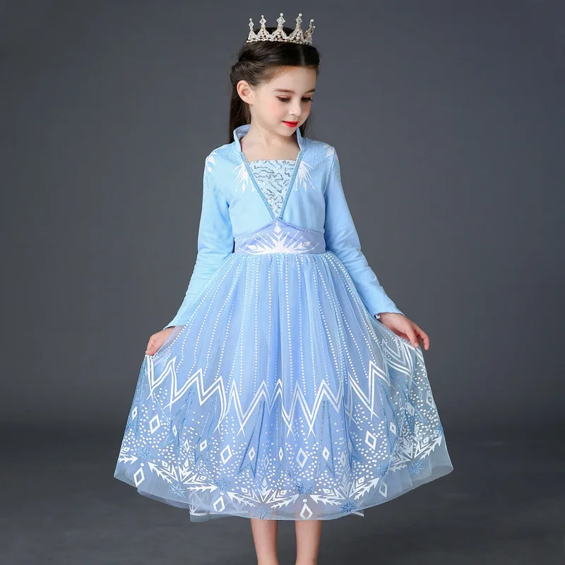 Spomladi, Pozimi Princesa Dekle Elsa Obleko Rojstni Cosplay Elsa Kostum za Otroke Tutu Teen Vestidos Otroci Oblačila