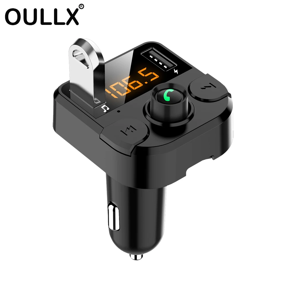 OULLX 2.1 1A Dvojno USB Avto Polnilec Bluetooth 5.0 Komplet Brezžični Oddajnik FM Prostoročno Klicanje A2DP Predvajanje Glasbe