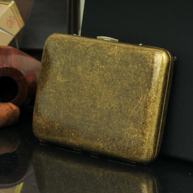 Retro Kovinski Cigaret Primeru Box - Zlati konj Vzmetne Sponke Odprto Žep, Držalo za 16 Cigaret (Zlati) Moške Pripomoček
