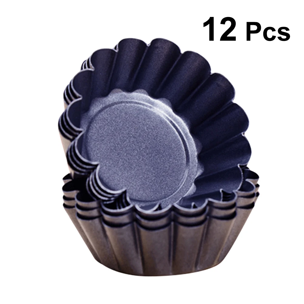12pcs Non-stick Mini Ogljikovega Jekla Tart Soline Tartlet Večkratno uporabo Jajce Tart Cupcake Peko Plesni Muffin Skodelice