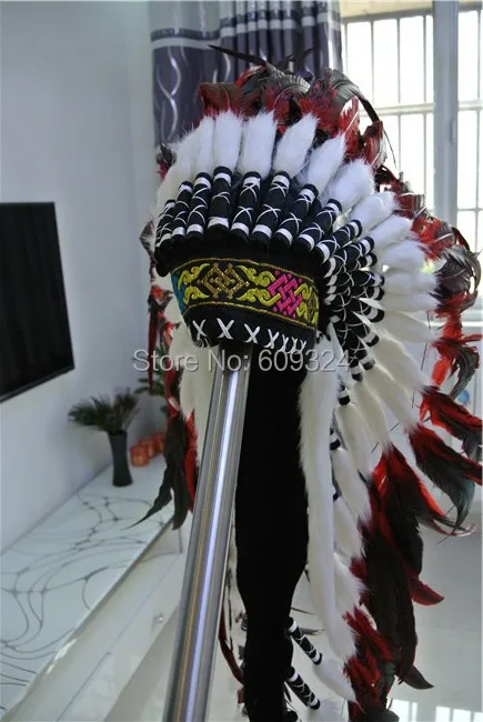 Indijski Pero headdress replika narejen rdeče in črno pero naglavni del kostume ročno pero klobuk kostumi