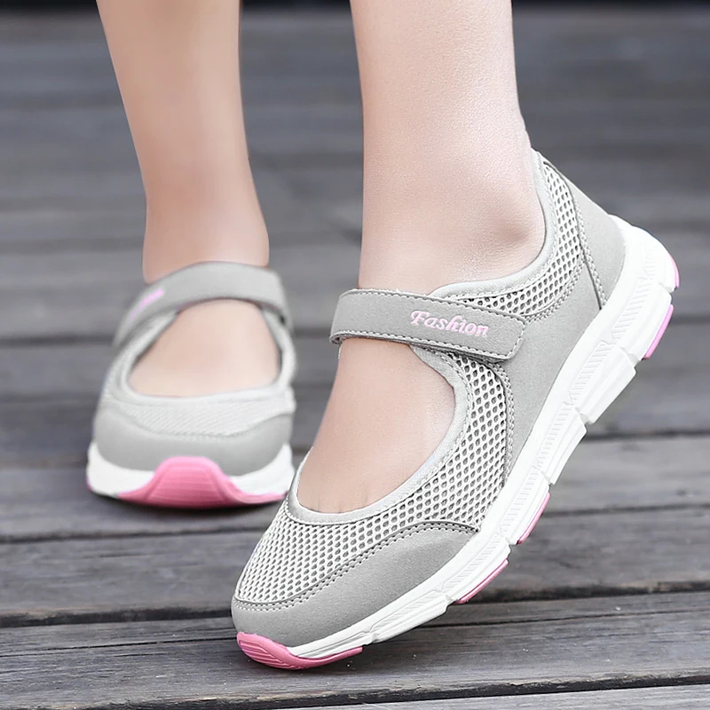Zapatillas de deporte de moda par mujer zapatos casuales de malla 2019 zapatos de verano transpirables zapatillas señora de