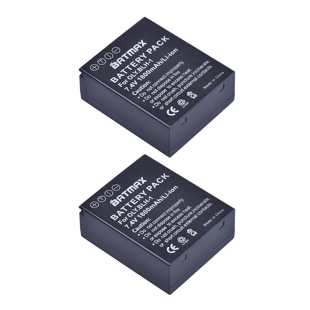 Batmax 2Pcs 1800mAh BLH-1 BLH1 Fotoaparata Baterije Accu + LCD Dvojni USB Polnilec za Olympus EM1-2 EM1 Mr 2 Fotoaparati