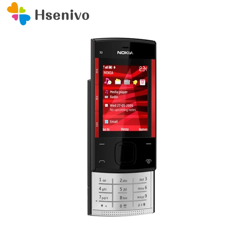 Prenovljen izdelek znamke Nokia X3 Mobilni Mobilni Telefon Odklenjen X3-00 Drsnik mobilni telefon & Eno leto garancije