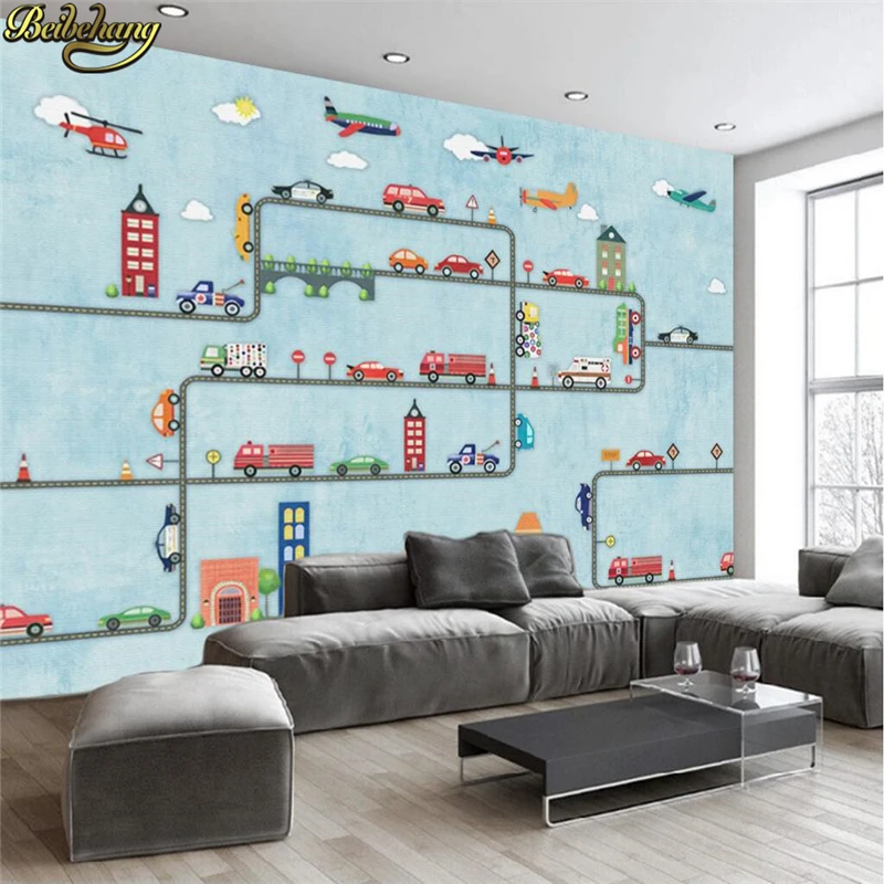 Beibehang de papel parede 3D photo zidana tapete za stene, 3 d kino ozadje velika Risanka avto otroci soba wall paper roll