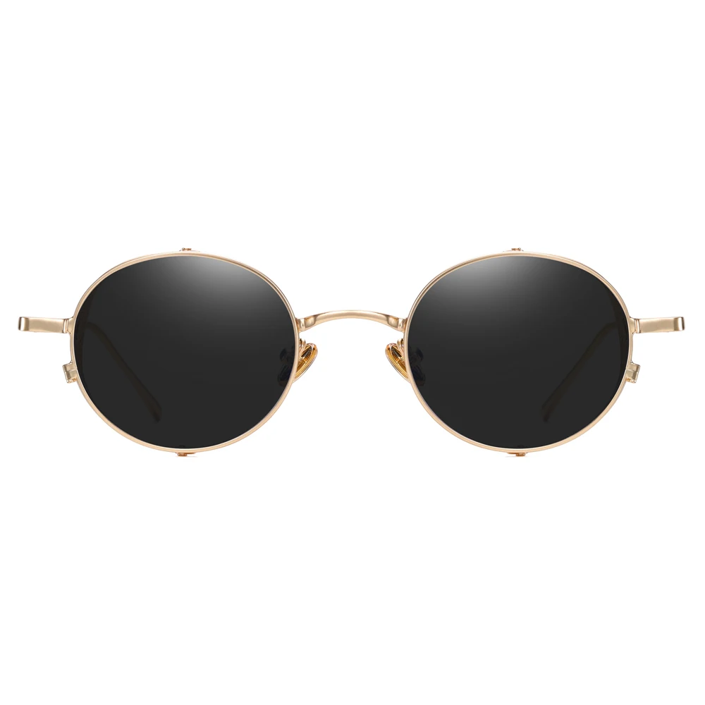 Kachawoo steampunk sončna očala moških krog zlato kovinsko strani ščit sončna očala za ženske votlih style letnik uv400 darilo za rojstni dan