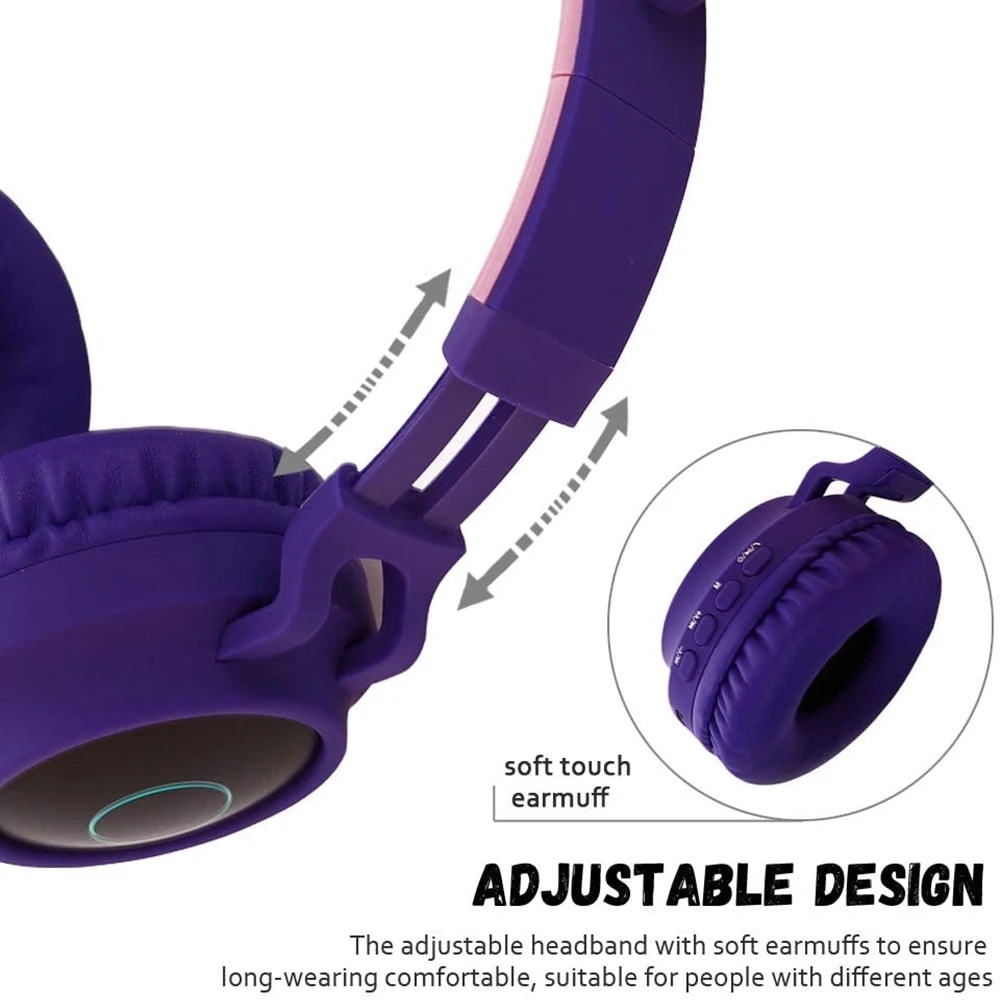 Mačje uho Slušalke Brezžične Bluetooth 5.0 Slušalke Slušalke Hifi Stereo Glasbe Bas LED Luči Mobilni Telefon dekle Za iphone pc