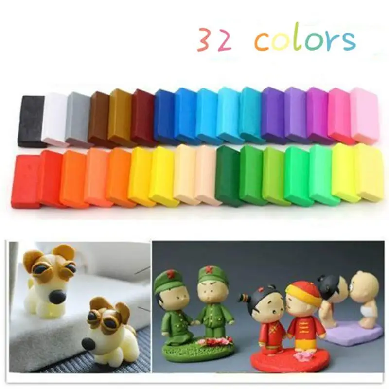 32 Barv DIY Pečici Pečemo Polimerne Gline Modeliranje, Oblikovanje Blokov in Gline Obrti Komplet Orodja Inteligence Igrače za Otroke, Otroci