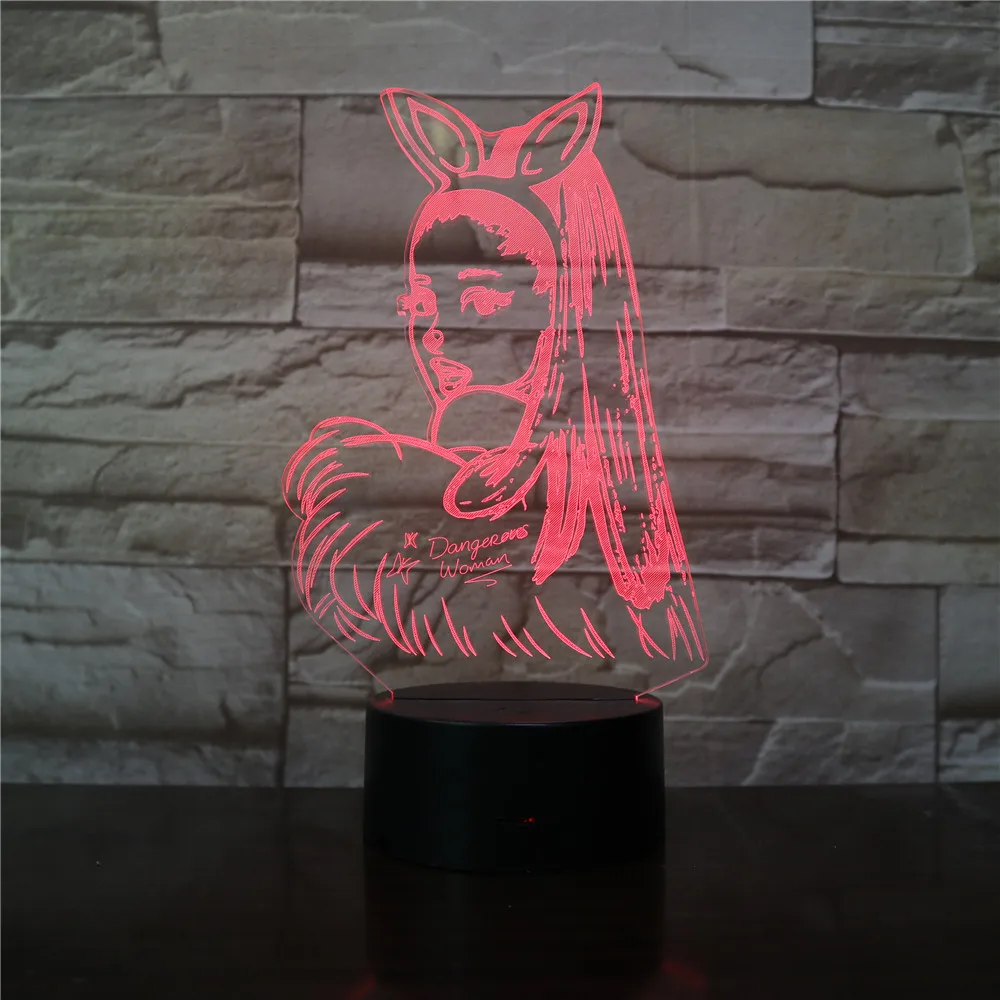 Slavna Pevka Ariana Grande Plakat 3D Led Nočna Lučka Cat Dekle Navijači Darilo za Notranjo Sobo Stranka Dekor Nočna namizne Svetilke